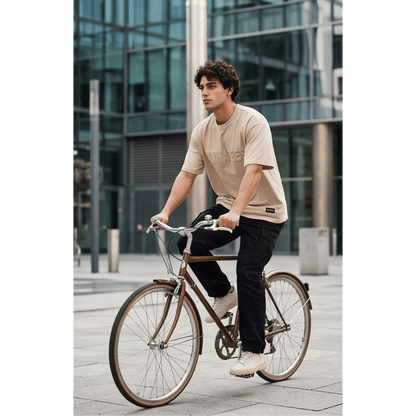 THE MEN THING T-Shirt TONAL EMBOSSED Oversized T-Shirt - Beige