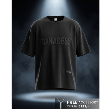 THE MEN THING T-Shirt TONAL EMBOSSED Oversized T-Shirt - Black