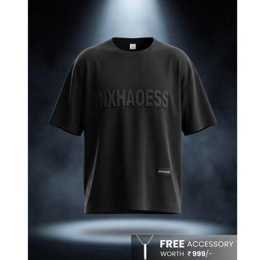 THE MEN THING T-Shirt TONAL EMBOSSED Oversized T-Shirt - Black
