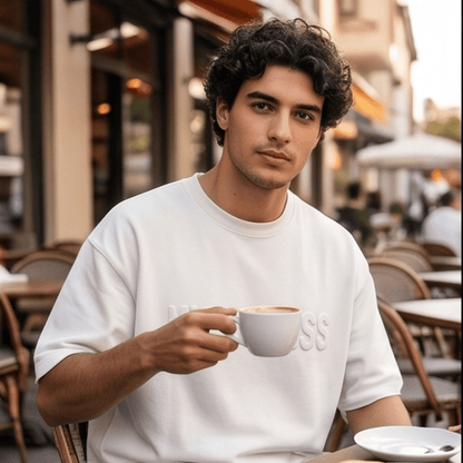 THE MEN THING T-Shirt TONAL EMBOSSED Oversized T-Shirt - White