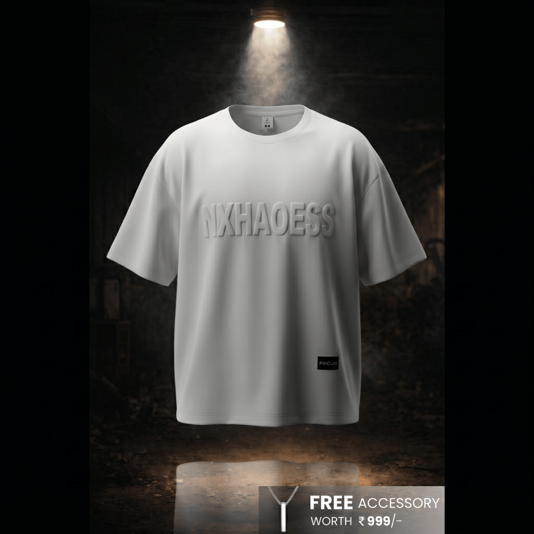 THE MEN THING T-Shirt TONAL EMBOSSED Oversized T-Shirt - White