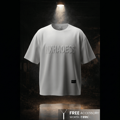 THE MEN THING T-Shirt TONAL EMBOSSED Oversized T-Shirt - White
