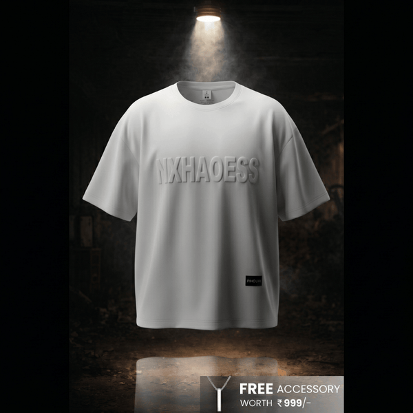 TONAL EMBOSSED Oversized T-Shirt - White
