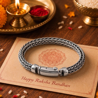 THE MEN THING The Perfect Rakhi Gift For Every Brother – AEROGRIP - Premium Genuine Titanium Steel Bracelet With Timeless Style (8 Inch)