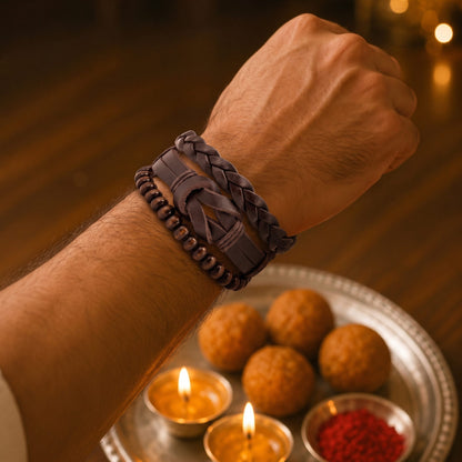 THE MEN THING The Perfect Rakhi Gift For Every Brother – ANCIENT CREST - Leather Adjustable Bracelets With Timeless Style