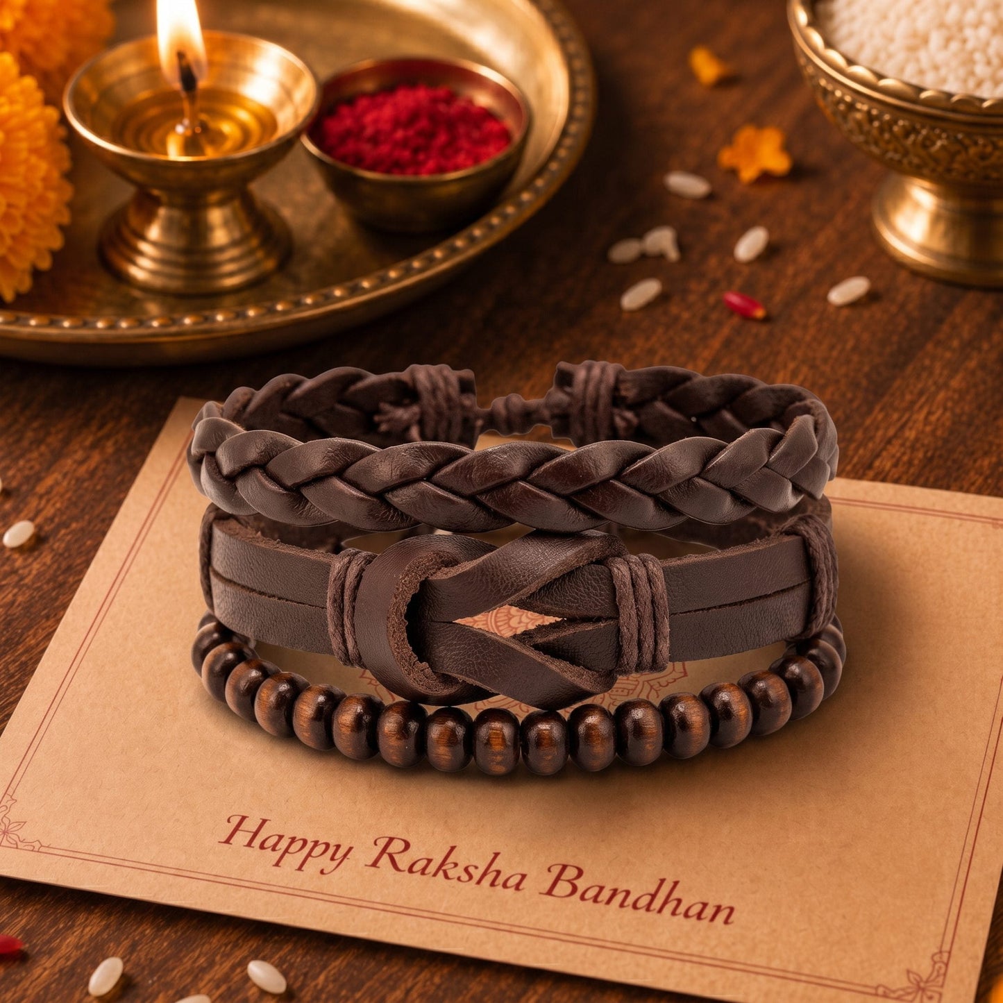 THE MEN THING The Perfect Rakhi Gift For Every Brother – ANCIENT CREST - Leather Adjustable Bracelets With Timeless Style