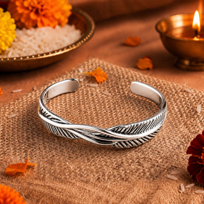 THE MEN THING The Perfect Rakhi Gift For Every Brother – ARGENT FEATHER - Premium Genuine Titanium Steel Bracelet With Timeless Style (Adjustable)