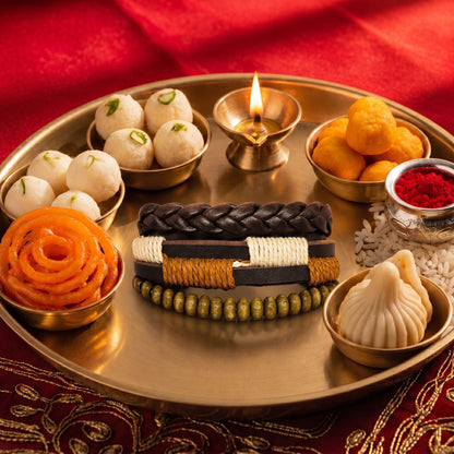 THE MEN THING The Perfect Rakhi Gift For Every Brother – AUTUMN BRAID - Leather Adjustable Bracelets With Timeless Style
