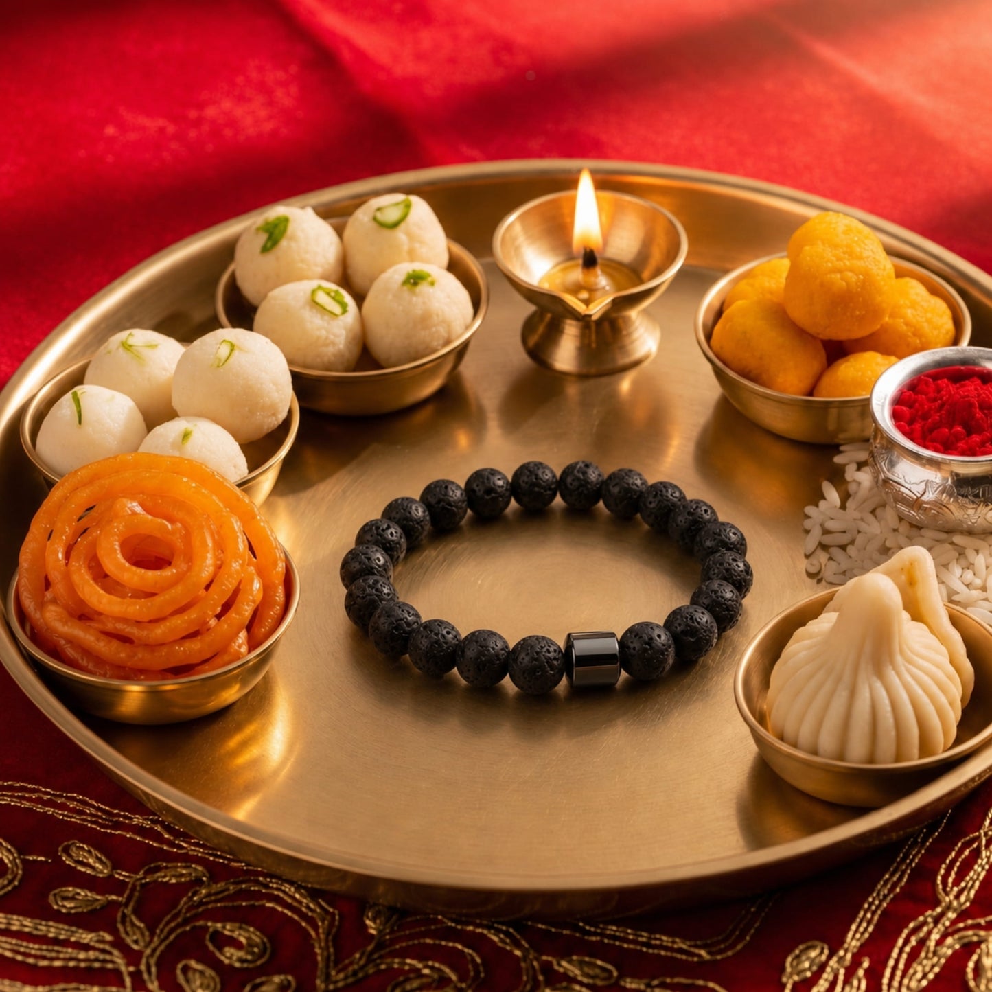 THE MEN THING The Perfect Rakhi Gift For Every Brother – AZURITE DARKNIGHT - Premium Genuine Beads Bracelet With Timeless Style (7 Inch)