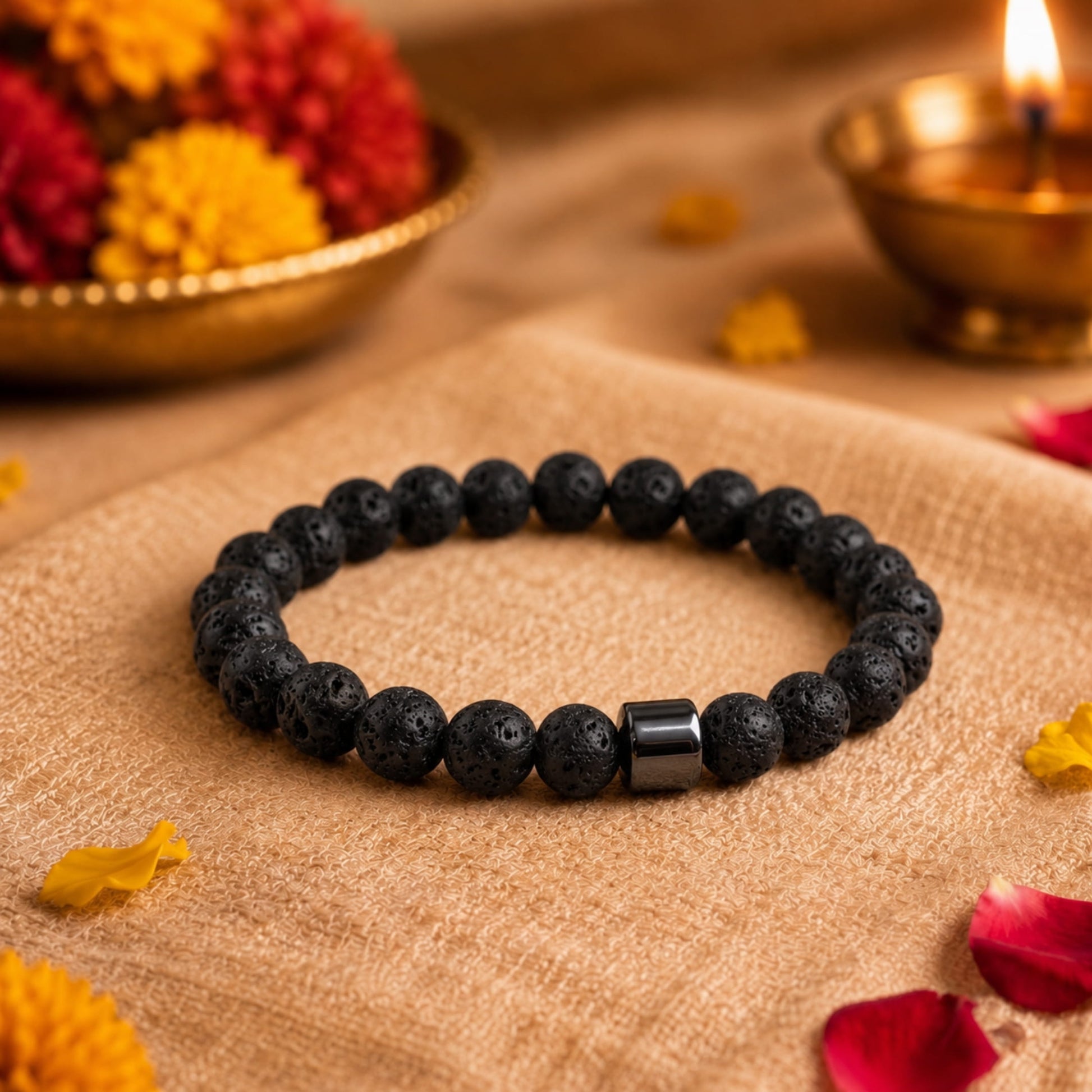 THE MEN THING The Perfect Rakhi Gift For Every Brother – AZURITE DARKNIGHT - Premium Genuine Beads Bracelet With Timeless Style (7 Inch)