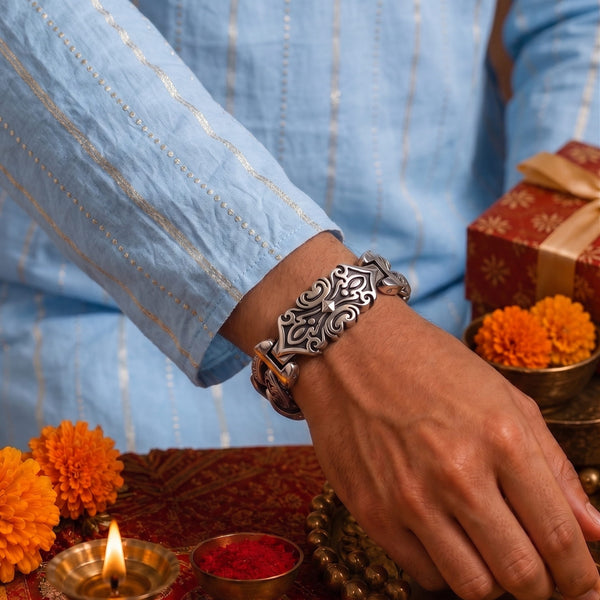 The Perfect Rakhi Gift For Every Brother – BARBARIAN - Premium Genuine Titanium Steel Bracelet With Timeless Style (9 Inch)