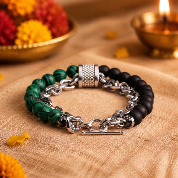 The Perfect Rakhi Gift For Every Brother – BEADFUSION GREEN - Premium Genuine Beads Bracelet With Timeless Style (8 Inch)