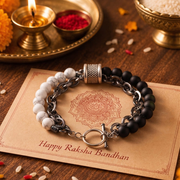 The Perfect Rakhi Gift For Every Brother – BEADFUSION WHITE - Premium Genuine Beads Bracelet With Timeless Style (8 Inch)