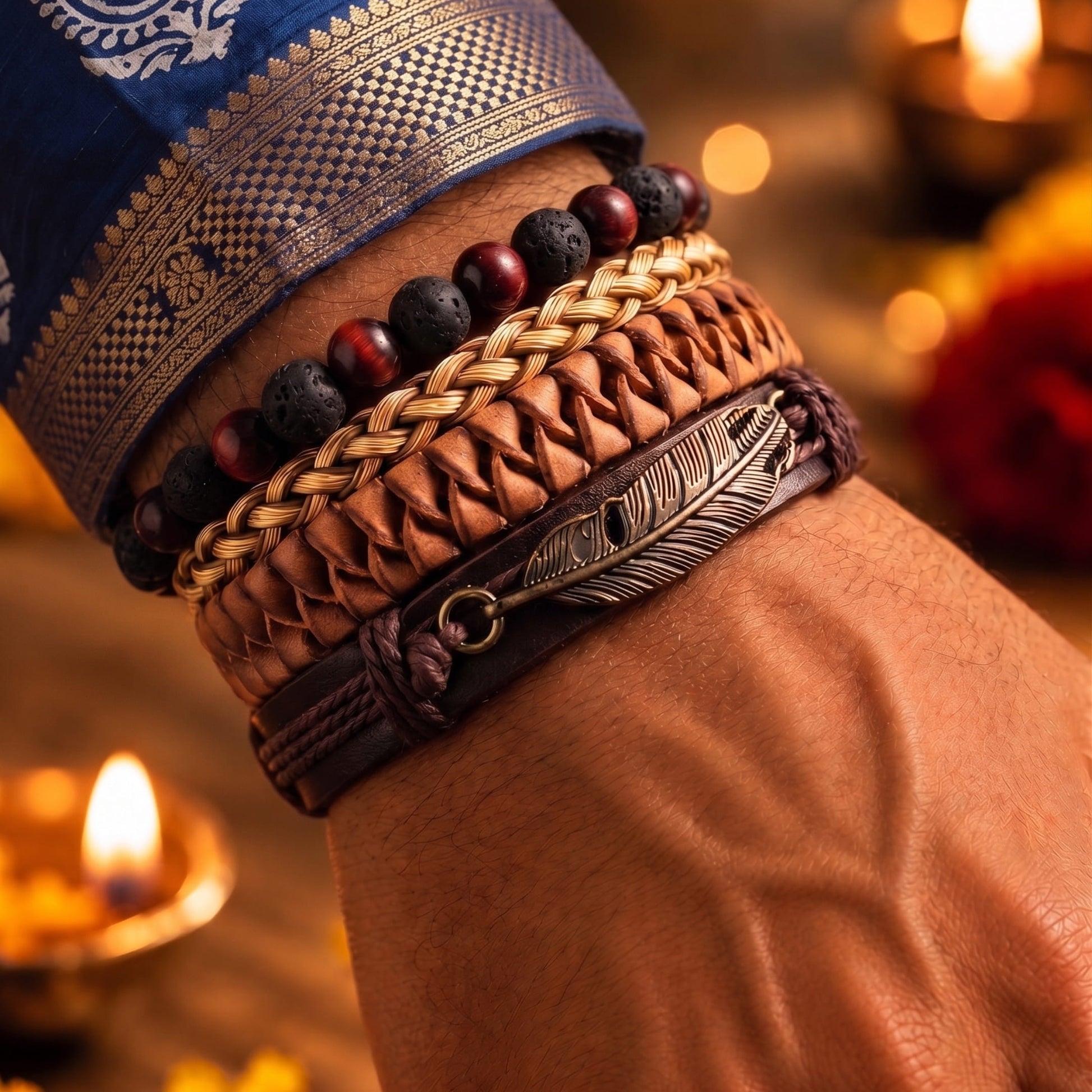 THE MEN THING The Perfect Rakhi Gift For Every Brother – BRAVEHEART CUFF - Premium Genuine Leather Bracelet With Timeless Style (8 Inch)