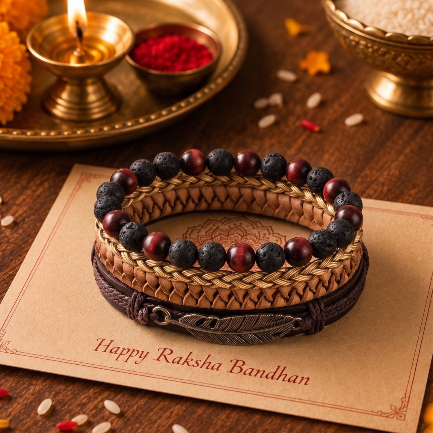 THE MEN THING The Perfect Rakhi Gift For Every Brother – BRAVEHEART CUFF - Premium Genuine Leather Bracelet With Timeless Style (8 Inch)