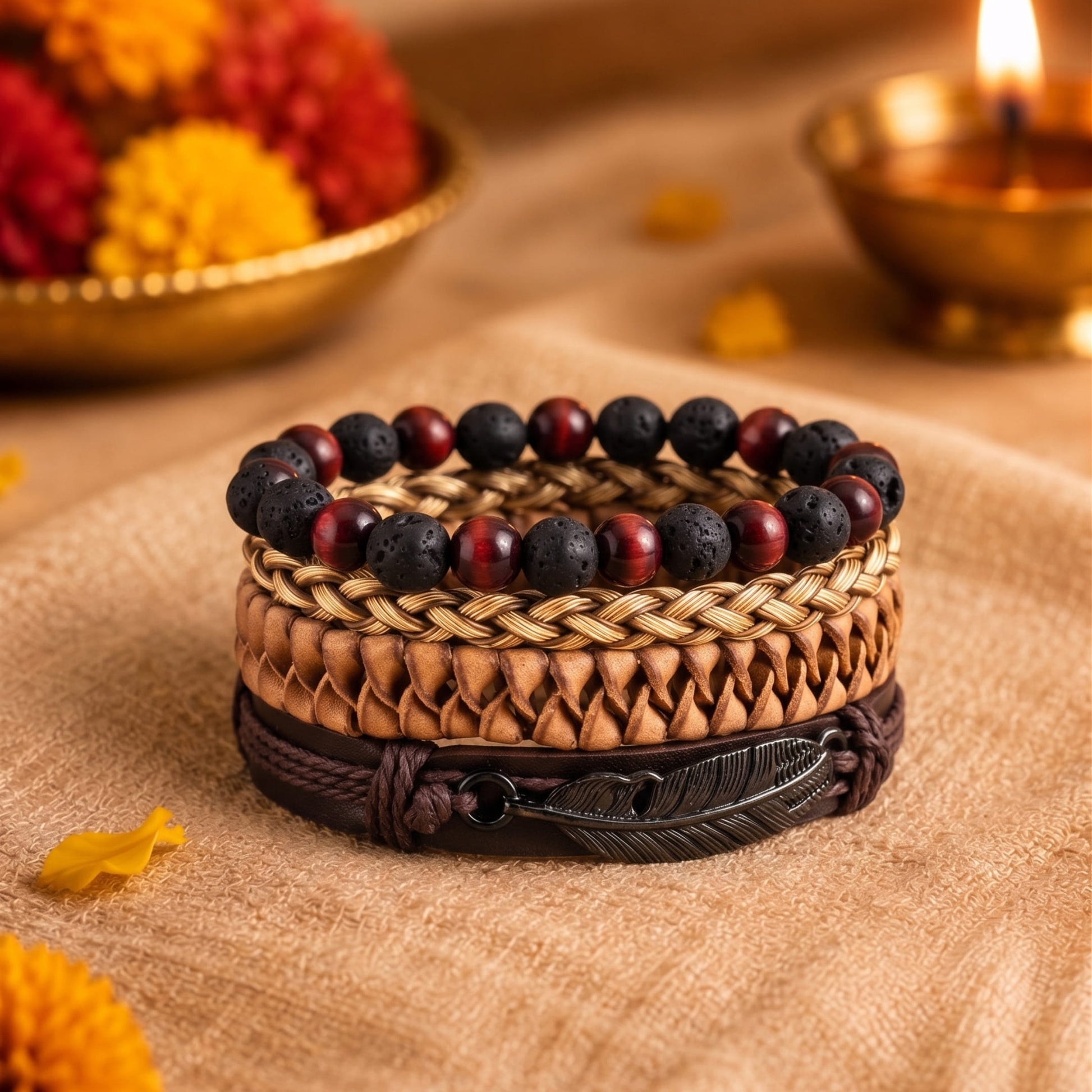 THE MEN THING The Perfect Rakhi Gift For Every Brother – BRAVEHEART CUFF - Premium Genuine Leather Bracelet With Timeless Style (8 Inch)