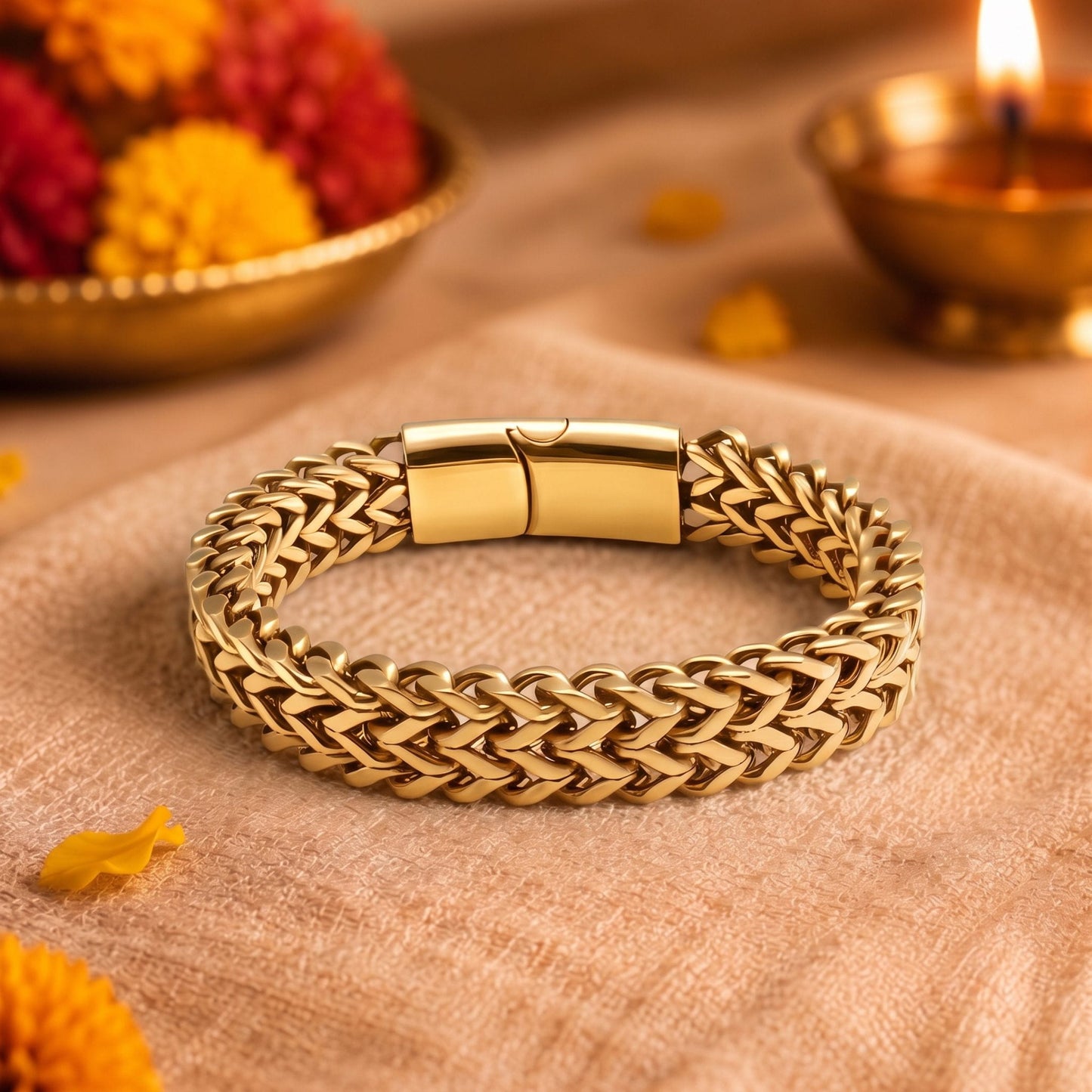 THE MEN THING The Perfect Rakhi Gift For Every Brother – CHAINMAIL BRAID - Premium Stainless Steel Bracelet With Timeless Style (8 Inch)