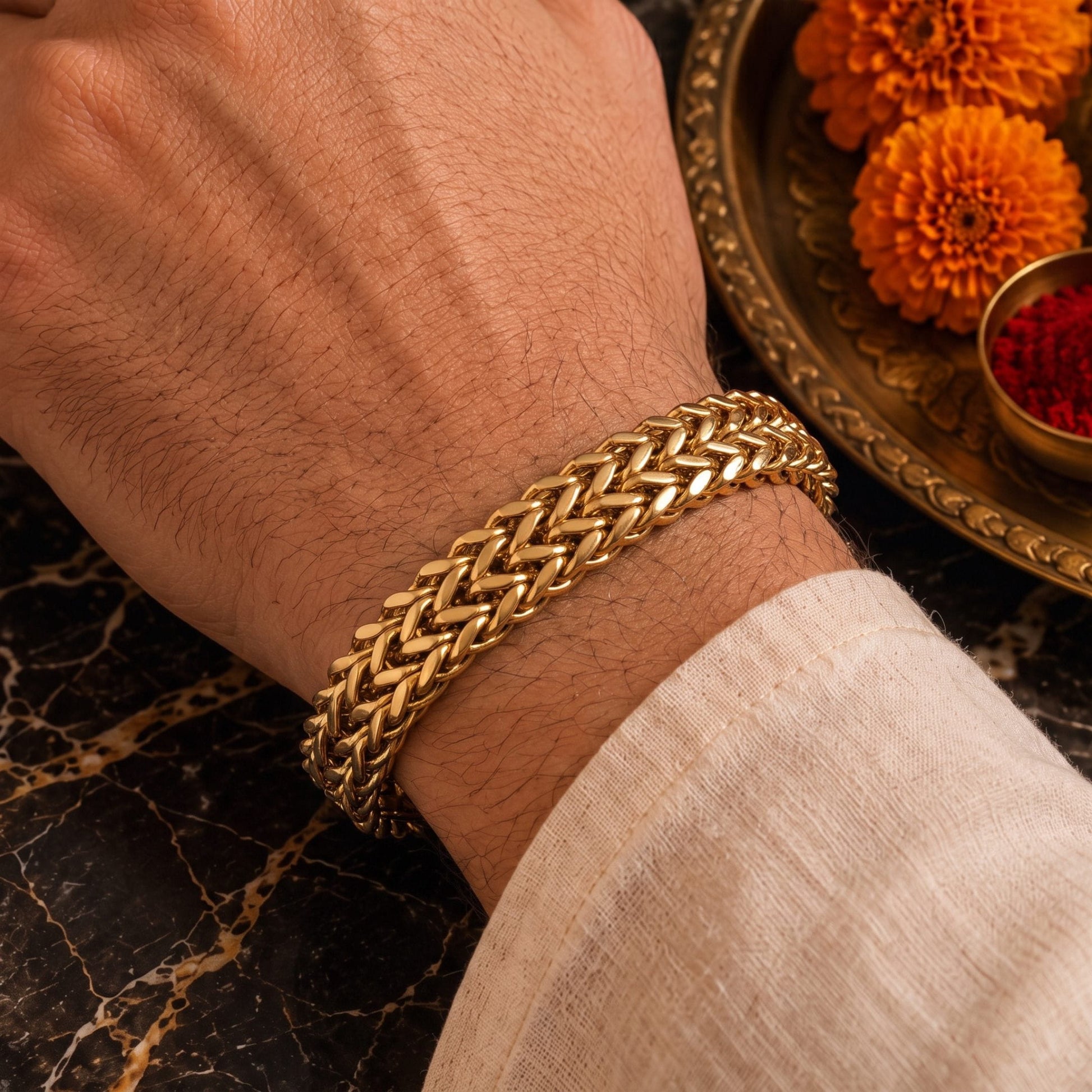 THE MEN THING The Perfect Rakhi Gift For Every Brother – CHAINMAIL BRAID - Premium Stainless Steel Bracelet With Timeless Style (8 Inch)