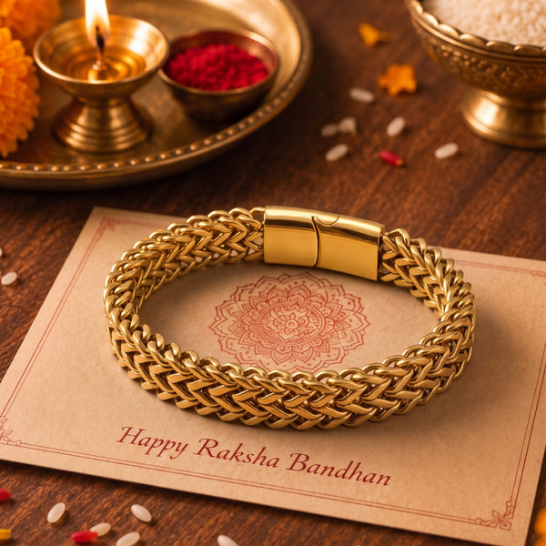 The Perfect Rakhi Gift For Every Brother – CHAINMAIL BRAID - Premium Stainless Steel Bracelet With Timeless Style (8 Inch)