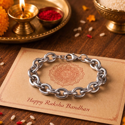 THE MEN THING The Perfect Rakhi Gift For Every Brother – CIRCLELINK - Premium Genuine Titanium Steel Bracelet With Timeless Style (8 Inch)