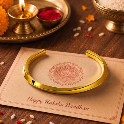 THE MEN THING The Perfect Rakhi Gift For Every Brother – COBRA CURVE GOLD - Premium Stainless Steel Open Bracelet With Timeless Style