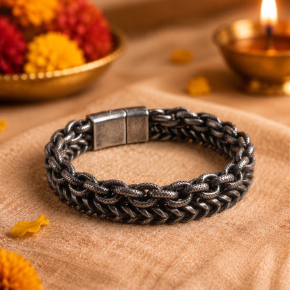 THE MEN THING The Perfect Rakhi Gift For Every Brother – COLOSSUS - Premium Genuine Titanium Steel Bracelet With Timeless Style (8 Inch)