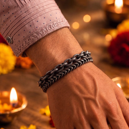 THE MEN THING The Perfect Rakhi Gift For Every Brother – COLOSSUS - Premium Genuine Titanium Steel Bracelet With Timeless Style (8 Inch)