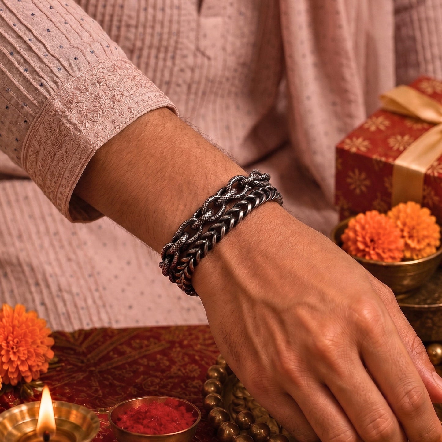 THE MEN THING The Perfect Rakhi Gift For Every Brother – COLOSSUS - Premium Genuine Titanium Steel Bracelet With Timeless Style (8 Inch)
