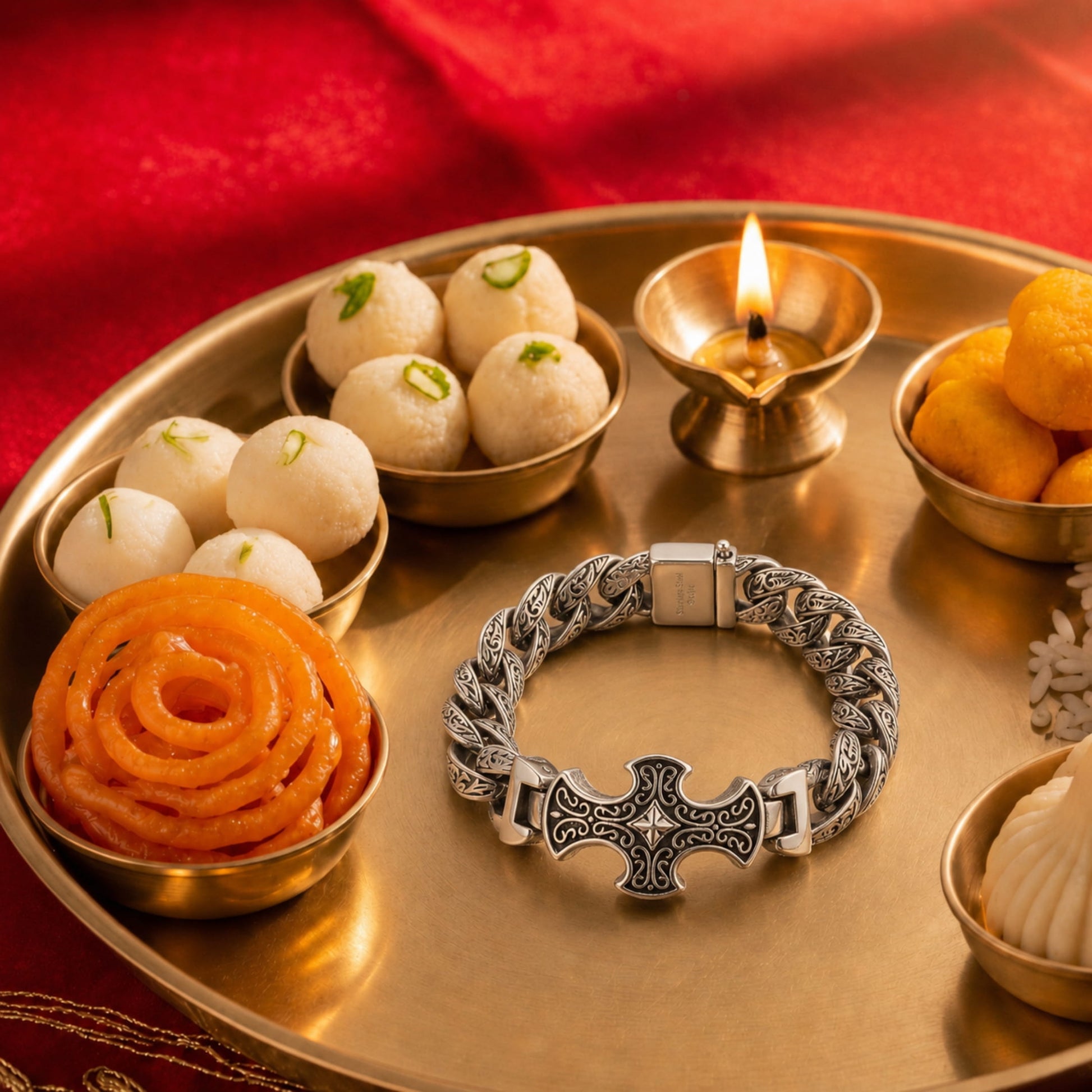 THE MEN THING The Perfect Rakhi Gift For Every Brother – CRUCIFIX  - Premium Genuine Titanium Steel Bracelet With Timeless Style (8 Inch)
