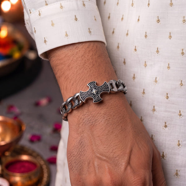 The Perfect Rakhi Gift For Every Brother – CRUCIFIX  - Premium Genuine Titanium Steel Bracelet With Timeless Style (8 Inch)