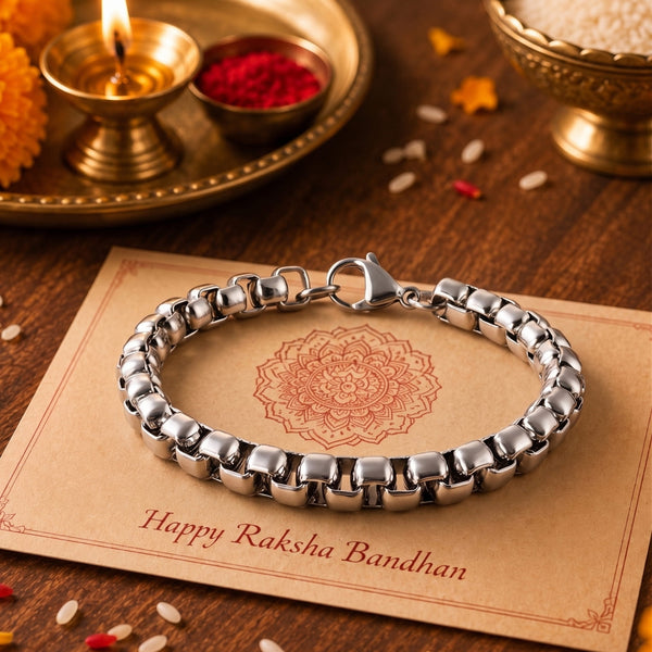 The Perfect Rakhi Gift For Every Brother – CURVELET - Premium Genuine Titanium Steel Bracelet With Timeless Style (8 Inch)