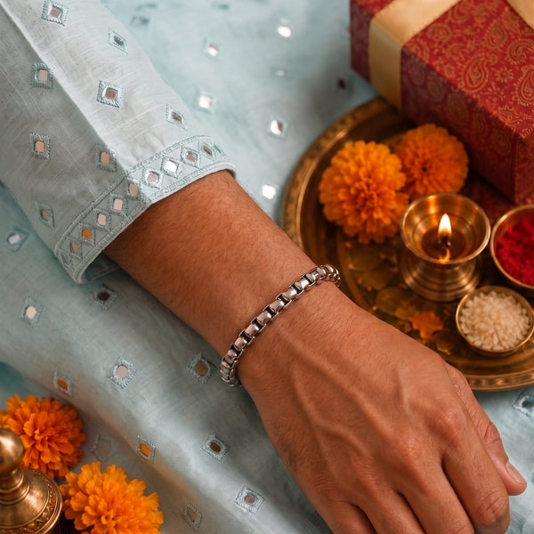 The Perfect Rakhi Gift For Every Brother – CURVELET - Premium Genuine Titanium Steel Bracelet With Timeless Style (8 Inch)