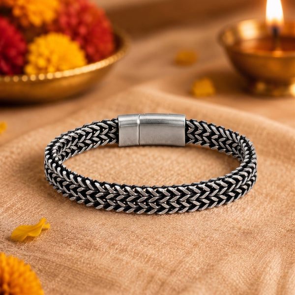 The Perfect Rakhi Gift For Every Brother – DOUBLE FRANCO LINK Premium Titanium Steel Bracelet With Timeless Style (8 Inch)