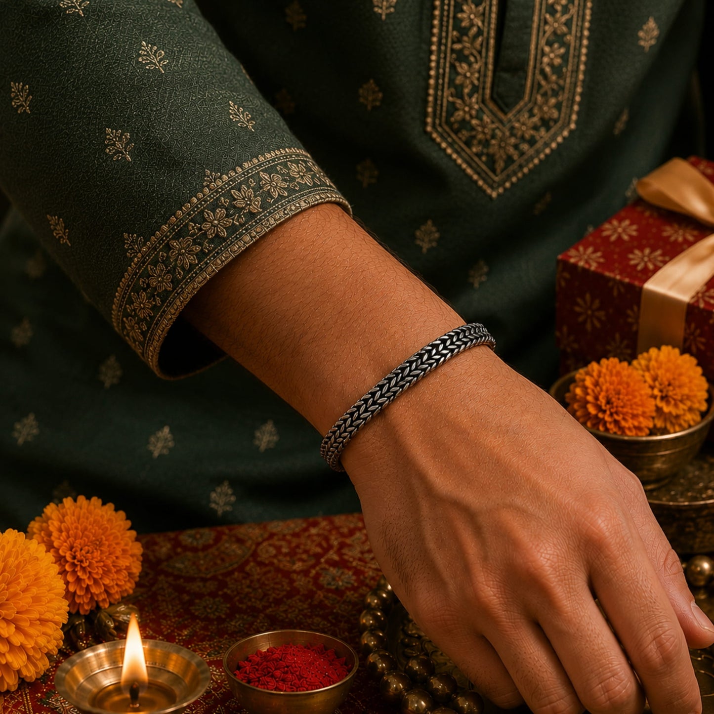 THE MEN THING The Perfect Rakhi Gift For Every Brother – DOUBLE FRANCO LINK Premium Titanium Steel Bracelet With Timeless Style (8 Inch)