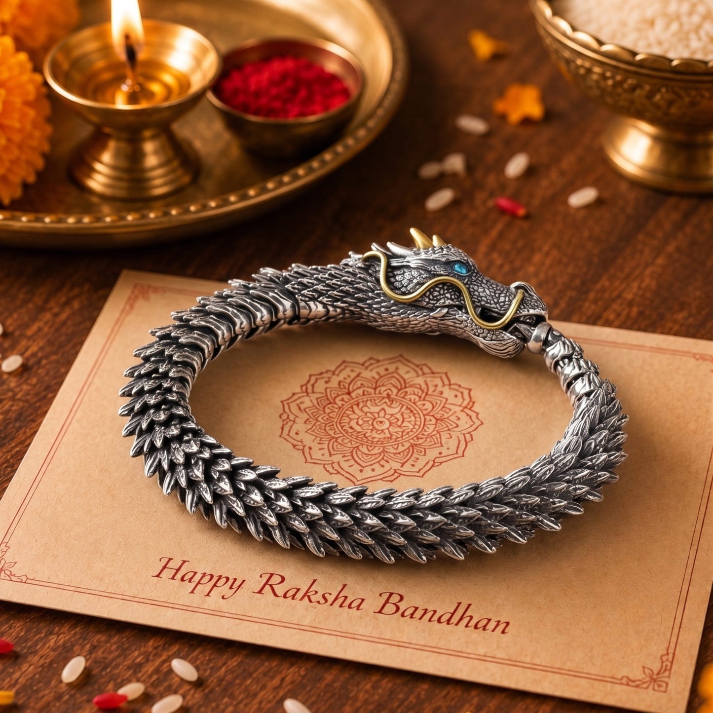 THE MEN THING The Perfect Rakhi Gift For Every Brother – DRAGON GOT - Premium Genuine Copper Bracelet With Timeless Style (9 Inch)