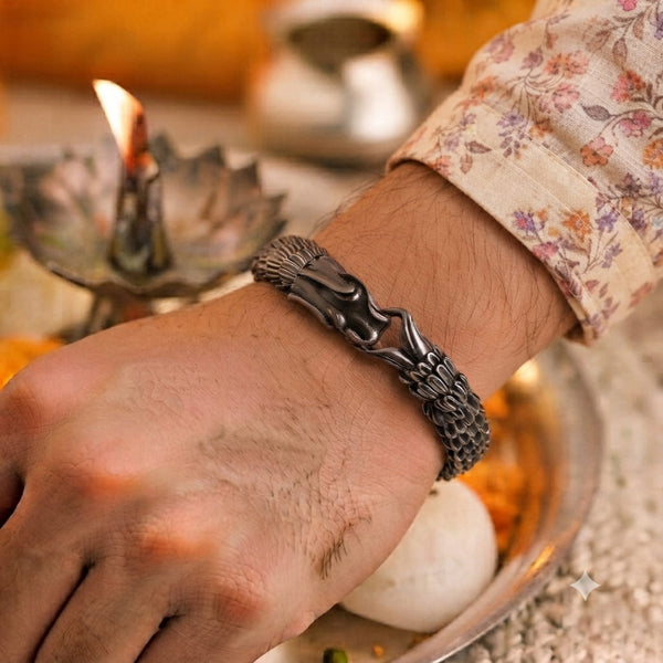 The Perfect Rakhi Gift For Every Brother – DRAGON SCALE - Premium Genuine Titanium Steel Bracelet With Timeless Style (8 Inch)