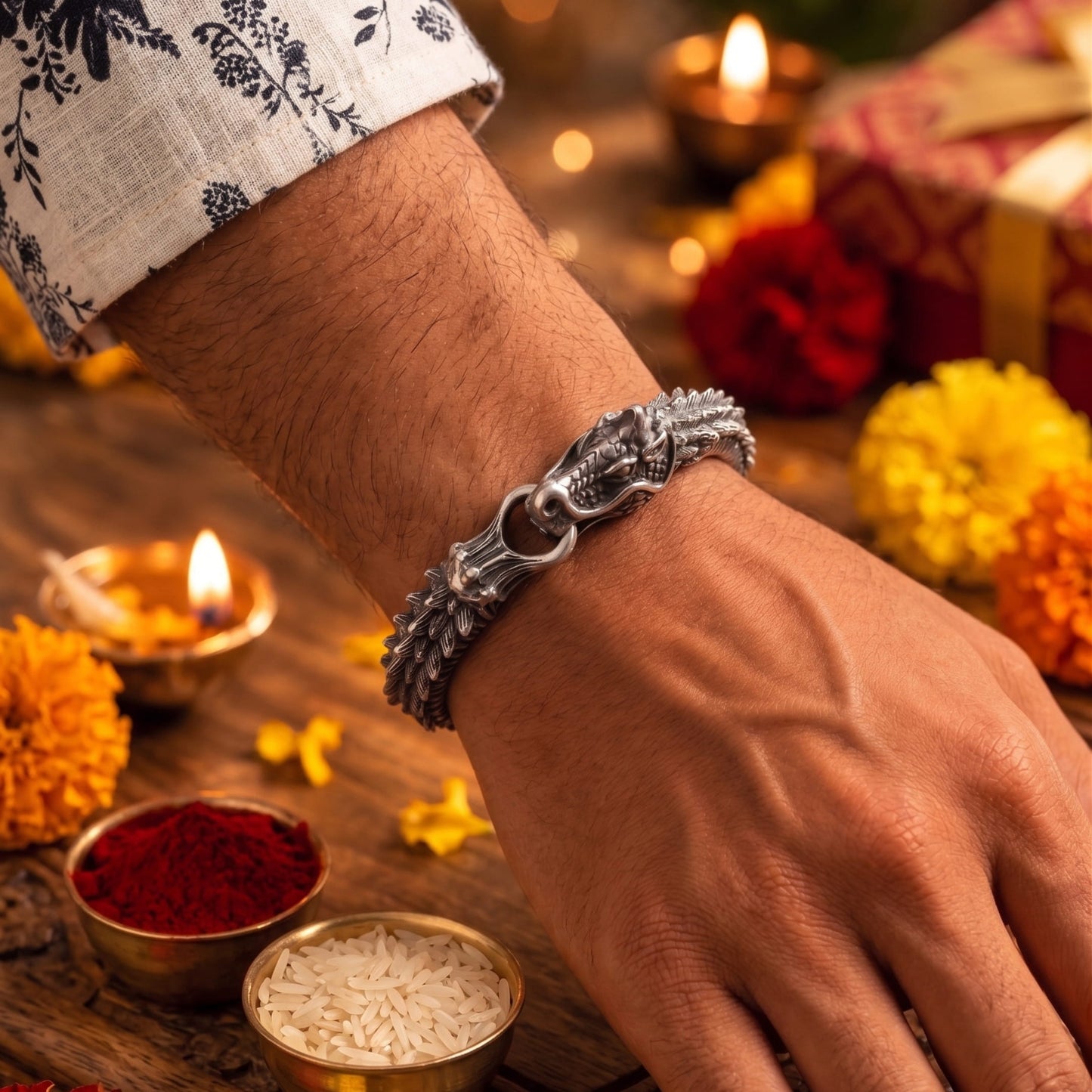 THE MEN THING The Perfect Rakhi Gift For Every Brother – DRAKE - Premium Genuine Titanium Steel Bracelet With Timeless Style (8 Inch)
