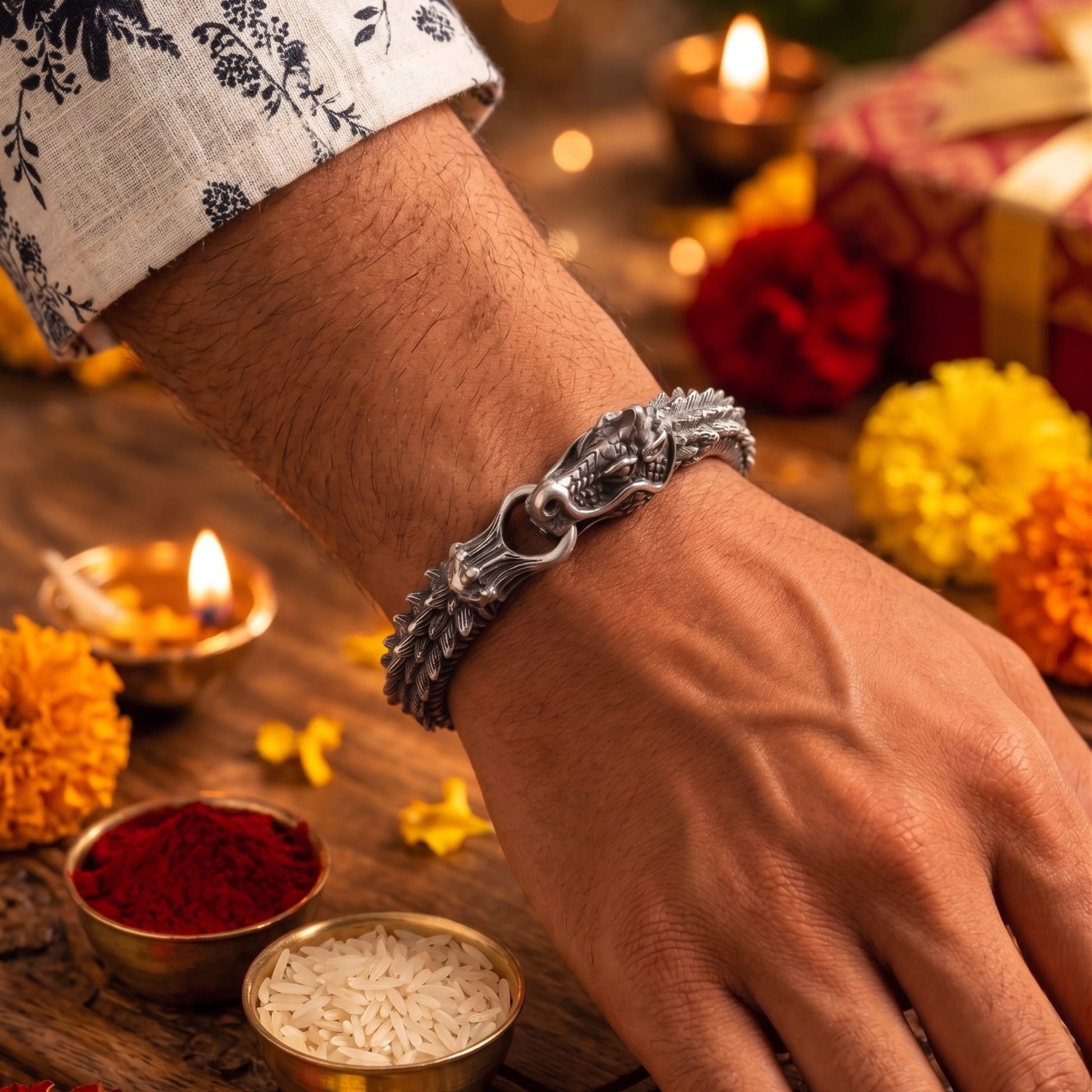 THE MEN THING The Perfect Rakhi Gift For Every Brother – DRAKE - Premium Genuine Titanium Steel Bracelet With Timeless Style (8 Inch)