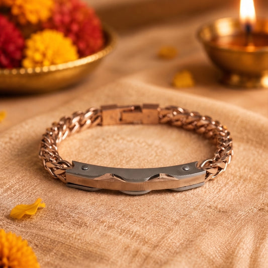 THE MEN THING The Perfect Rakhi Gift For Every Brother – DUAL EDGE - Premium Titanium Steel Bracelet With Timeless Style (8.5 Inch)