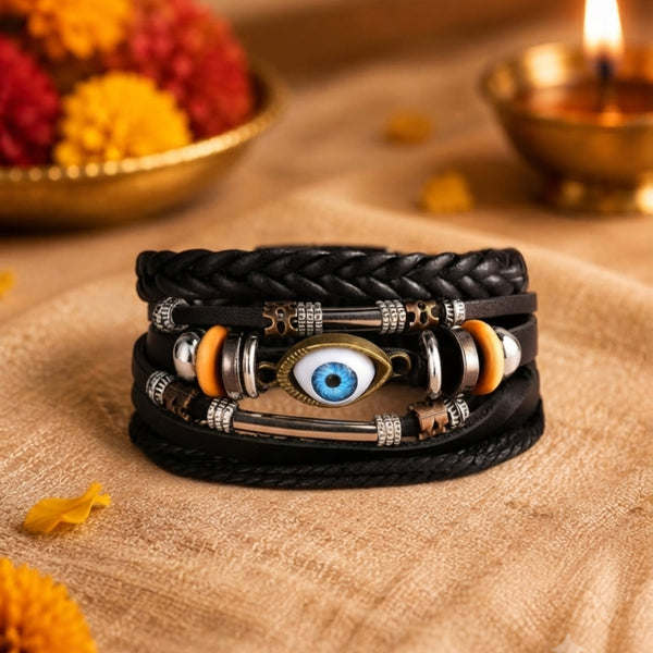 The Perfect Rakhi Gift For Every Brother – ECLIPSE EYE Premium Leather Bracelet With Timeless Style (8 Inch)