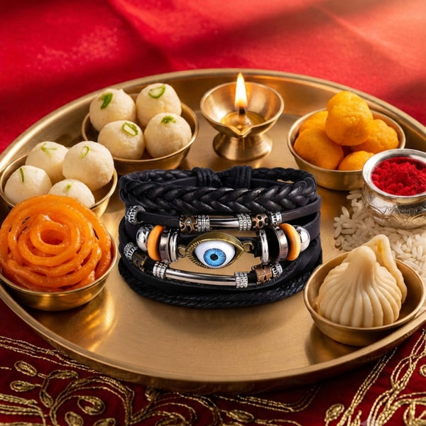 The Perfect Rakhi Gift For Every Brother – ECLIPSE EYE Premium Leather Bracelet With Timeless Style (8 Inch)