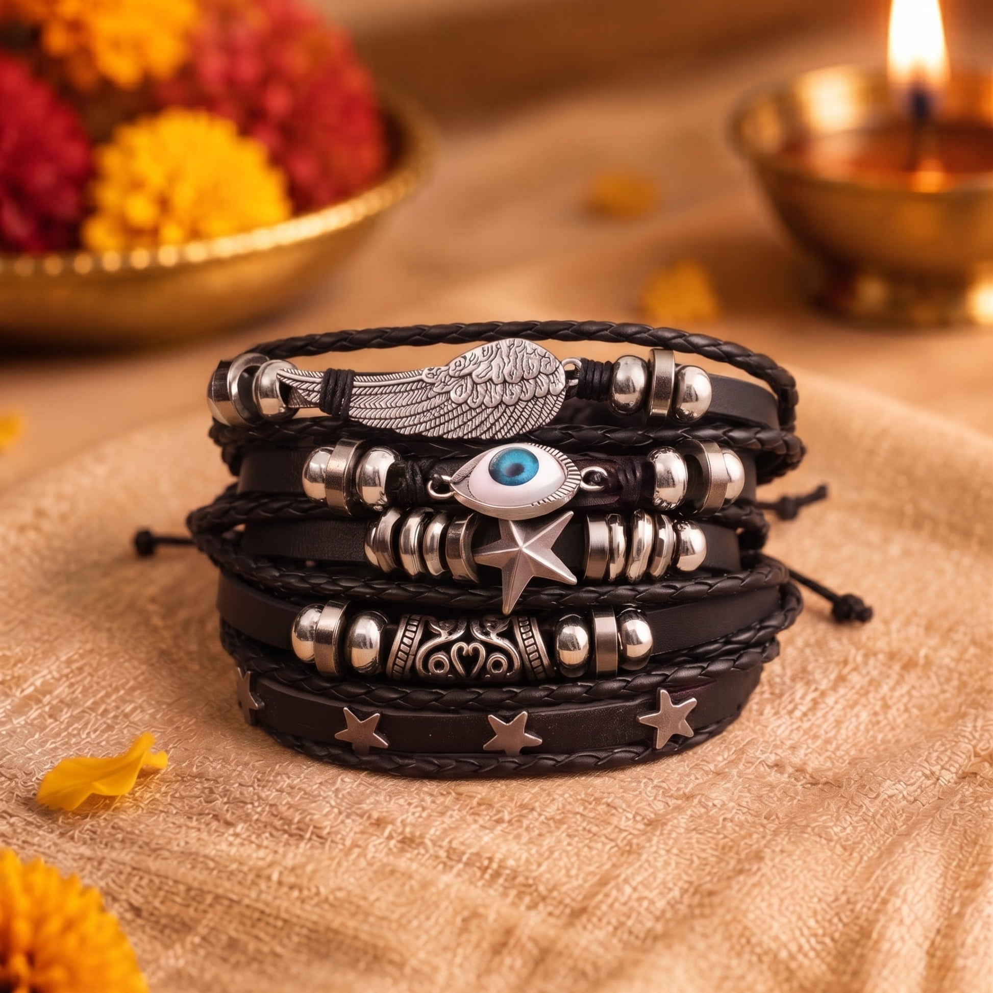 THE MEN THING The Perfect Rakhi Gift For Every Brother – EVOKNIGHT - Premium Genuine Leather Bracelet With Timeless Style (8 Inch)