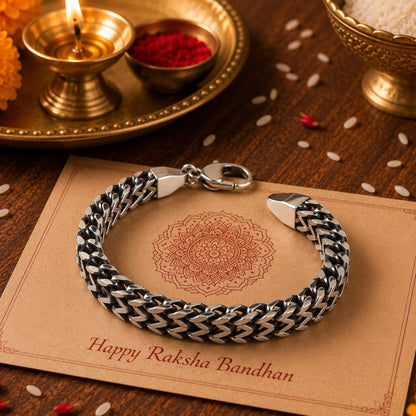 THE MEN THING The Perfect Rakhi Gift For Every Brother – FOXTAIL - Premium Genuine Titanium Steel Bracelet With Timeless Style (9 Inch)