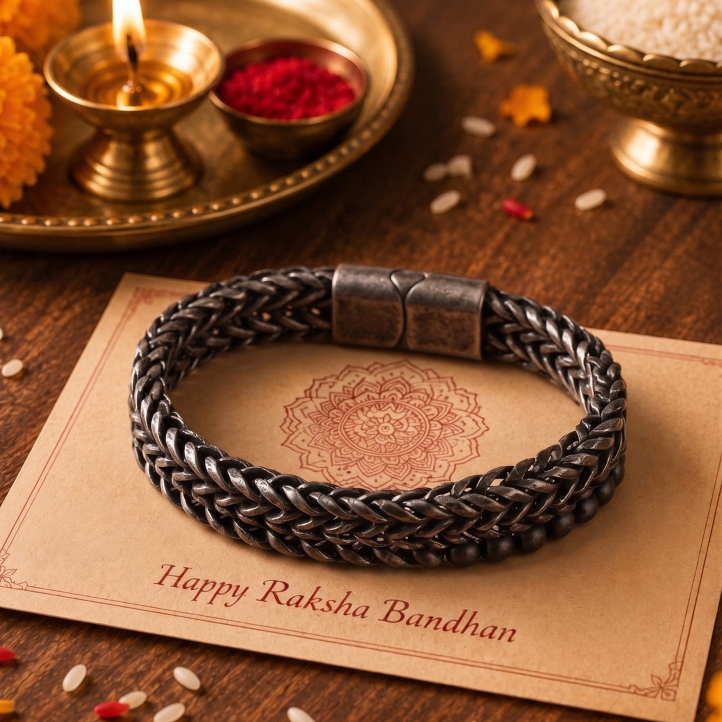THE MEN THING The Perfect Rakhi Gift For Every Brother – FRANCO DIVIDE LINK - Premium Genuine Stainless Steel Bracelet With Timeless Style (8 Inch)