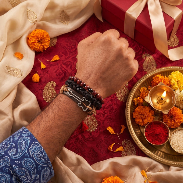 The Perfect Rakhi Gift For Every Brother – GUITARBOUND - Premium Genuine Leather Bracelet With Timeless Style (8 Inch)