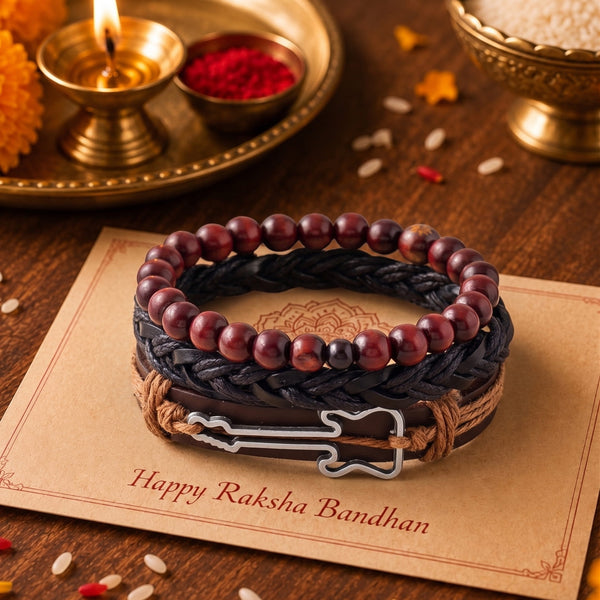 The Perfect Rakhi Gift For Every Brother – GUITARBOUND - Premium Genuine Leather Bracelet With Timeless Style (8 Inch)