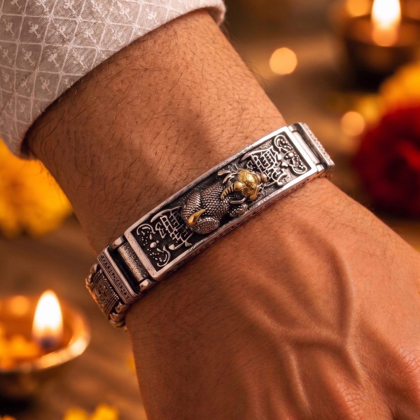 THE MEN THING The Perfect Rakhi Gift For Every Brother – IMPERIAL DRAGON - Premium Titanium Steel Bracelet With Timeless Style (8.5 Inch)