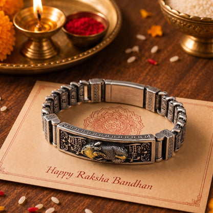 THE MEN THING The Perfect Rakhi Gift For Every Brother – IMPERIAL DRAGON - Premium Titanium Steel Bracelet With Timeless Style (8.5 Inch)