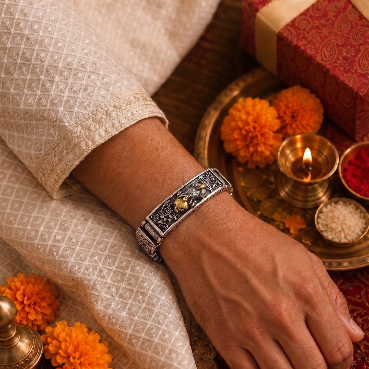 THE MEN THING The Perfect Rakhi Gift For Every Brother – IMPERIAL DRAGON - Premium Titanium Steel Bracelet With Timeless Style (8.5 Inch)