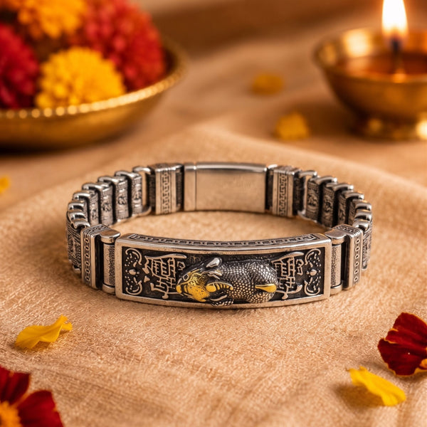 The Perfect Rakhi Gift For Every Brother – IMPERIAL DRAGON - Premium Titanium Steel Bracelet With Timeless Style (8.5 Inch)